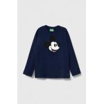 United Colors of Benetton longsleeve din bumbac pentru copii x Disney culoarea albastru marin, cu imprimeu