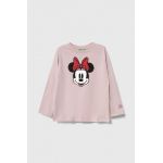 United Colors of Benetton longsleeve din bumbac pentru copii x Disney culoarea roz