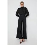 Notes du Nord pantaloni femei, culoarea negru, lat, high waist