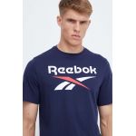 Reebok tricou din bumbac culoarea albastru marin, cu imprimeu