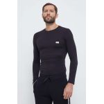 Emporio Armani Underwear longsleeve lounge culoarea negru, cu imprimeu