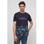 Medicine tricou din bumbac culoarea albastru marin, cu imprimeu