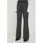 Mos Mosh pantaloni femei, culoarea gri, drept, high waist