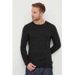 Sisley longsleeve din bumbac culoarea negru, neted