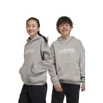 adidas bluza copii culoarea gri, cu glugă, cu imprimeu