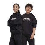 adidas bluza copii culoarea negru, cu glugă, cu imprimeu