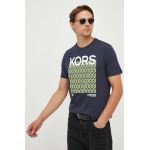 Michael Kors tricou din bumbac culoarea albastru marin, cu imprimeu
