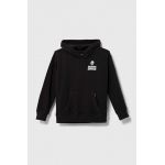 Abercrombie & Fitch bluza copii culoarea negru, cu glugă, cu imprimeu
