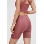 Reebok pantaloni scurți de yoga culoarea roz, neted, high waist