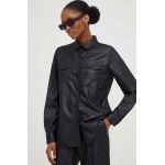Answear Lab camasa femei, culoarea negru, cu guler clasic, regular