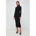 Bardot rochie culoarea negru, maxi, mulata