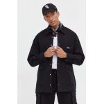 GCDS camasa din bumbac barbati, culoarea negru, cu guler clasic, relaxed