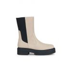 Geox cizme de piele D SPHERICA EC7 K femei, culoarea bej, cu toc plat, D36VDK 000CL C5004