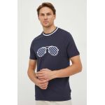 Michael Kors tricou din bumbac culoarea albastru marin, cu imprimeu