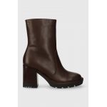 Wojas cizme de piele femei, culoarea maro, cu toc drept, izolare usoara, 5522552