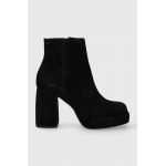 Wojas cizme din piele intoarsa femei, culoarea negru, cu toc drept, 5520261