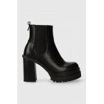 Wojas ghete chelsea de piele femei, culoarea negru, cu toc drept, 5522351