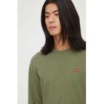 Levi's longsleeve din bumbac culoarea verde, neted