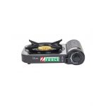 Aragaz camping, din inox, putere 2.3Kw aprindere electrica, cu tava, cleste, cutit si cutie rosie de transportat / ZTS 5617 Engros