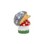 Decoratiune pentru gradina, din ceramica, model arici pe ciuperca, inaltime 16cm, lungime 12cm / EXT 10211 Engros
