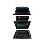 Pachet cuptor incorporabil (1857), capacitate 51L, electric, negru, plita incorporabila email (0034), 50 x 60 cm, gaz butelie sau gaz natural (duze de schimb incluse), hota 1 motor, putere 140W (1895), 60X50 cm / SET 30127 Engros