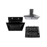 Pachet cuptor incorporabil (1857), capacitate 51L, electric, plita incorporabila email 0034, 60x50x15cm, gaz butelie sau gaz natural duze de schimb incluse, hota incorporabila decorativa inox, 63 cm (1925) / SET 30068 Engros