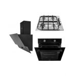 Pachet cuptor incorporabil (1857), capacitate 51L, electric, plita incorporabila inox (0027), 50 X 60 cm, gaz butelie sau gaz natural (duze de schimb incluse) , aprindere electrica si hota incorporabila decorativa, 60 cm (1888) / SET 30078 Engros