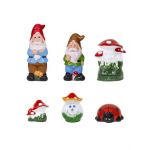 Pachet decor pentru gradina din ceramica, 2 x pitic, 3x ciuperca si buburuza / EXT 10228 Engros