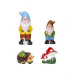 Pachet decor pentru gradina din ceramica, 2 x pitic, ciuperca si arici / EXT 10243 Engros