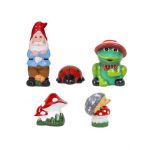 Pachet decor pentru gradina din ceramica, pitic, ciuperca,buburuza, arici si broasca mare / EXT 10242 Engros