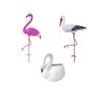 Pachet decor pentru gradina din plastic, flamingo, lebada si barza / EXT 10245 Engros