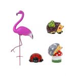 Pachet decor pentru gradina, flamingo, buburuza si 2 x arici / EXT 10247 Engros