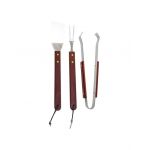 Set accesorii 3 piese gratar, cu maner din lemn / 843 Engros
