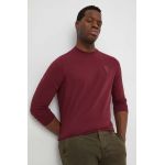 Karl Lagerfeld longsleeve barbati, culoarea bordo, cu imprimeu