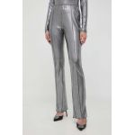 Notes du Nord pantaloni femei, culoarea argintiu, evazati, high waist