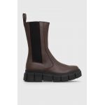Alohas ghete chelsea de piele Armor femei, culoarea maro, cu platforma, S00034.30