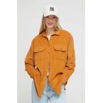 Billabong camasa din velur culoarea maro, cu guler clasic, relaxed