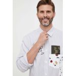 Desigual camasa din bumbac barbati, culoarea alb, cu guler clasic, regular