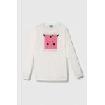 United Colors of Benetton longsleeve din bumbac pentru copii x Pokemon culoarea alb