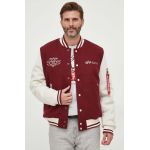 Alpha Industries geaca bomber Varsity Air Force Jacket barbati, culoarea bordo, de tranzitie