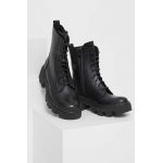 Answear Lab bocanci de piele femei, culoarea negru, cu platforma, izolare usoara