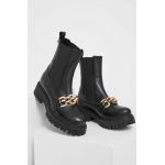 Answear Lab ghete chelsea de piele femei, culoarea negru, cu platforma, izolare usoara