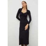 BA&SH rochie culoarea negru, midi, mulata