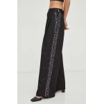 Stine Goya pantaloni din lana culoarea negru, lat, high waist