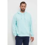 adidas bluza barbati, culoarea turcoaz, cu glugă, neted