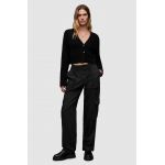 AllSaints pantaloni de bumbac FRIEDA STRAIGHT femei, culoarea negru, fason cargo, medium waist