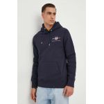 Gant bluza barbati, culoarea albastru marin, cu glugă, cu imprimeu