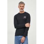 Gant longsleeve din bumbac culoarea negru, cu imprimeu