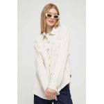 Hollister Co. camasa din velur culoarea bej, cu guler clasic, relaxed