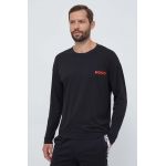 HUGO longsleeve lounge culoarea negru, neted